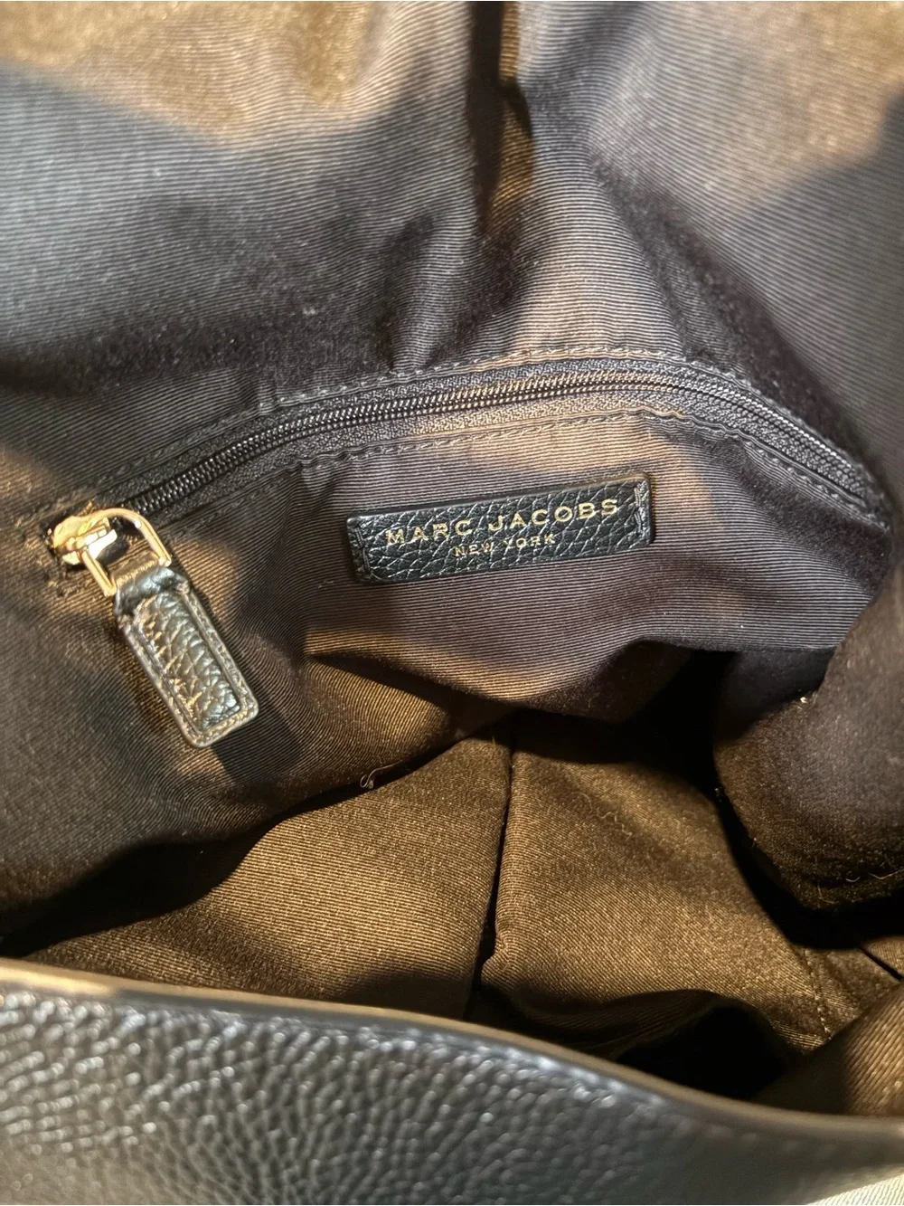 Marc Jacobs Black Leather Hobo with Gold Hardware